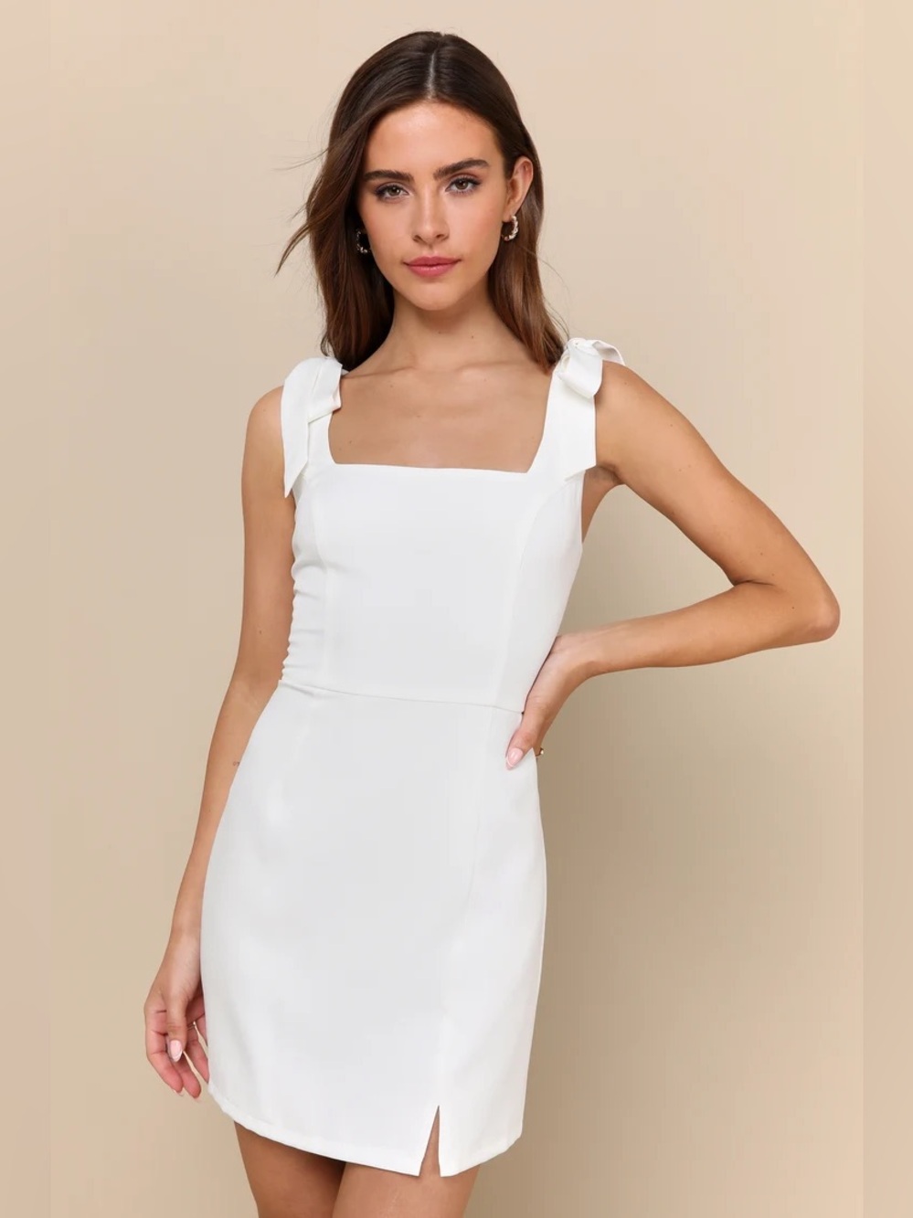 Lulus Your Sweetie White Tie-Strap Mini Dress XS NWT Bridal Minimalist Cocktail